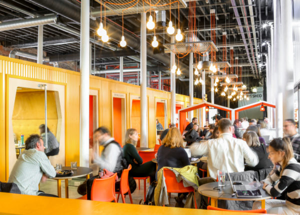 A shot of the Engine Shed Members' Lounge hotdesking space